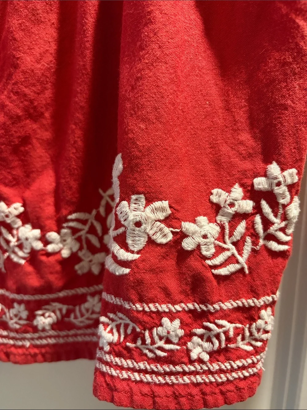 Old Navy Red Square-Neck Embroidered Peasant Blouse